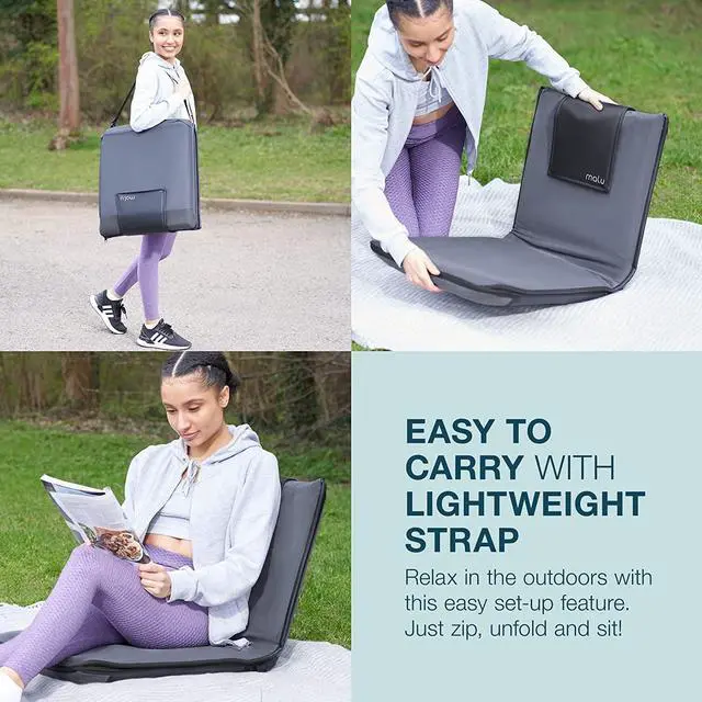 Alt view image 7 of 7 - malu Extra Large Padded Floor Chair w/Back Support - Japanese Chair Meditation Cushion, Comfortable Folding Backrest, Removable Easy Wash Cover