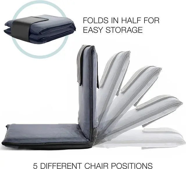 Alt view image 2 of 7 - malu Extra Large Padded Floor Chair w/Back Support - Japanese Chair Meditation Cushion, Comfortable Folding Backrest, Removable Easy Wash Cover