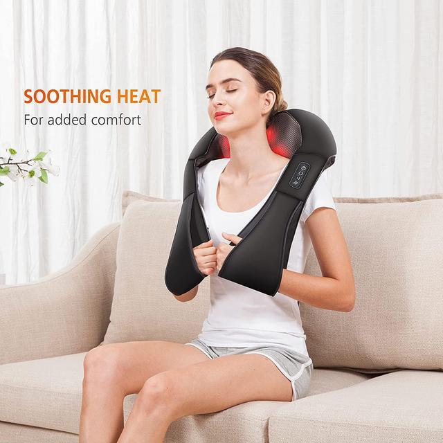 Alt view image 2 of 6 - Snailax Shiatsu Neck and Shoulder Massager - Back Massager with Heat, Deep Kneading Electric Massage Pillow for Neck, Back, Shoulder,Foot,Body