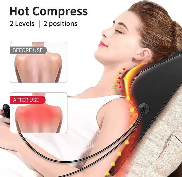 Alt view image 3 of 7 - Back Massager with Heat, Massagers for Neck and Back, Shiatsu Neck Massage Pillow for Back, Neck, Shoulder, Leg Pain Relief, Gifts for Men Women Mom Dad, Stress Relax at Home Office and Car