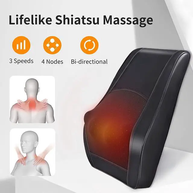 Alt view image 4 of 7 - Back Massager with Heat, Massagers for Neck and Back, Shiatsu Neck Massage Pillow for Back, Neck, Shoulder, Leg Pain Relief, Gifts for Men Women Mom Dad, Stress Relax at Home Office and Car