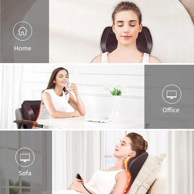 Alt view image 7 of 7 - Back Massager Neck Massager with Heat, Shiatsu Massage Pillow for Pain Relief, Massagers for Neck and Back, Shoulder, Leg, Christmas Gifts for Men Women Mom Dad, Stress Relax at Home Office and Car
