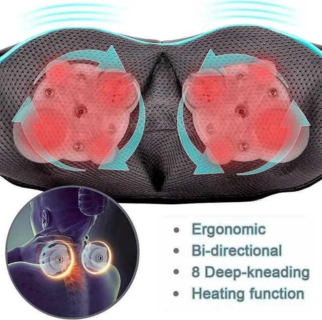 Alt view image 2 of 7 - Neck Shoulder Back Massager with Heat - Shiatsu Neck Massager Present, Gift for Men/Women/Mom/Dad - Deep Kneading Massage for Neck, Back, Shoulder, Waist, Leg, Feet and Muscle