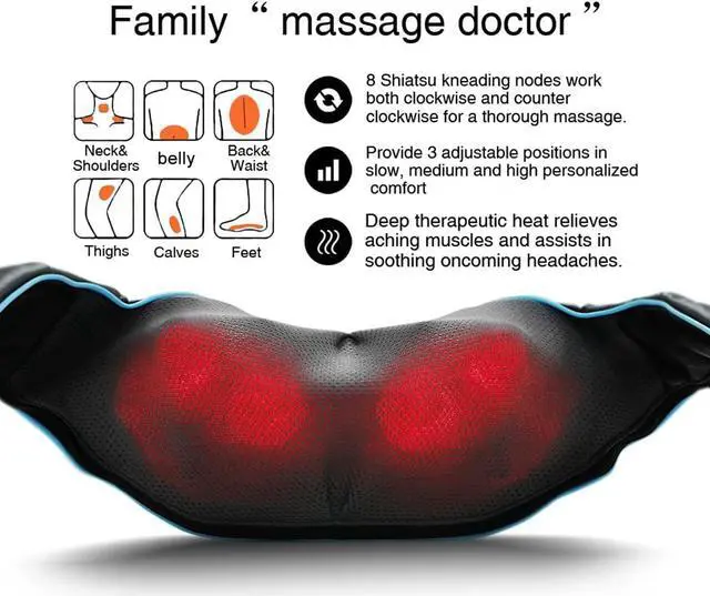 Alt view image 2 of 7 - Shiatsu Back Shoulder and Neck Massager with Heat, Electric Deep Tissue 4D Kneading Massage, Best Gifts for Women Men Mom Dad