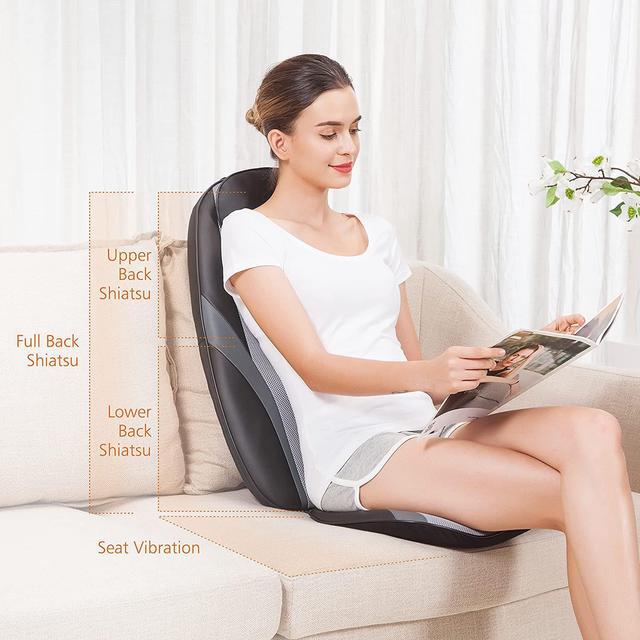 Alt view image 2 of 7 - Snailax Shiatsu Massage Cushion with Heat Massage Chair Pad Kneading Back Massager for Home Office Seat use