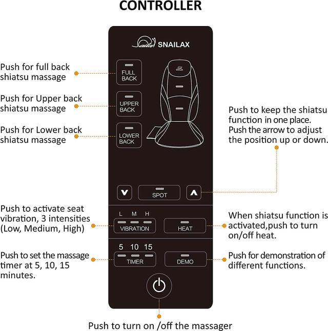 Alt view image 7 of 7 - Snailax Shiatsu Massage Cushion with Heat Massage Chair Pad Kneading Back Massager for Home Office Seat use