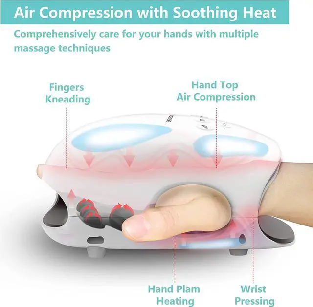 Alt view image 2 of 7 - Cordless Hand Massager with Heat and Compression for Arthritis and Carpal Tunnel(FSA or HSA Eligible) (White)