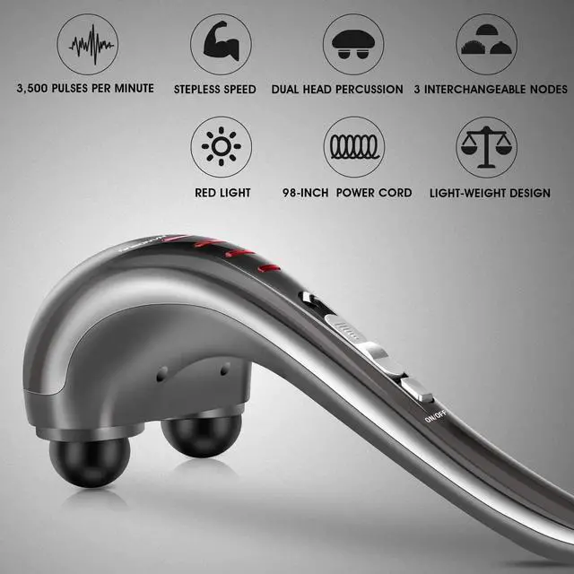 Alt view image 2 of 6 - Handheld Neck Back Massager MG460 Deep Tissue Percussion Massage for Shoulder, Leg, Foot, Muscles, Electric Double Head Full Body Massagers