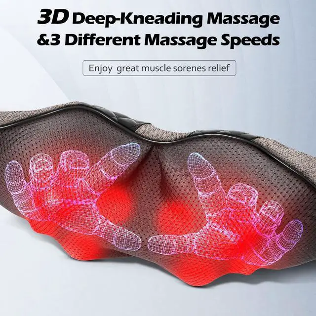 Alt view image 5 of 7 - Blue Elf Shiatsu Neck Massager, Shiatsu Back Shoulder Massager with Heat, Electric Kneading Massage Pillow for Back,Shoulder, Foot, Leg Muscles Pain Relief Relax in Car, Office and Home