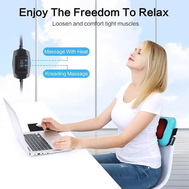 Alt view image 2 of 7 - Shiatsu Neck Back Massager Pillow with Heat, Deep Tissue Kneading Massage for Back, Neck, Shoulder, Leg, Foot, Gift for Men Women Mom Dad, Stress Relax at Home Office and Car
