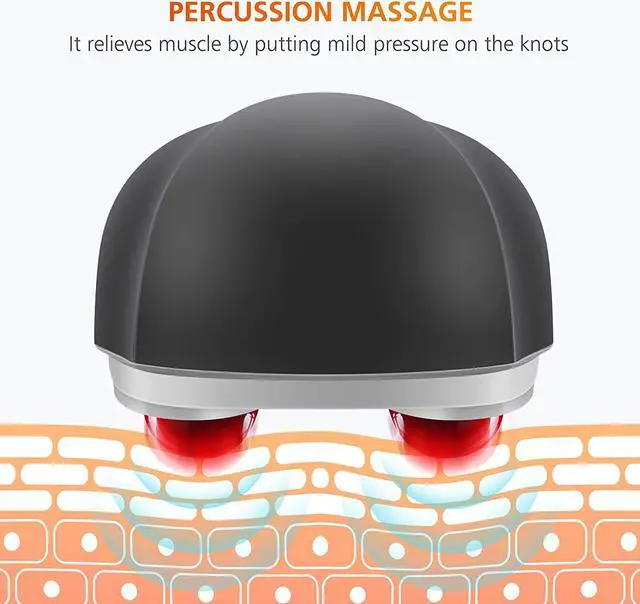 Alt view image 5 of 7 - Snailax Cordless Handheld Back Massager with Heat,Deep Tissue Percussion Massager, 3 Sets of Dual Pivoting Heads,Rechargeable Hand Held Massager for Neck,Back Shoulder,Calf,Legs