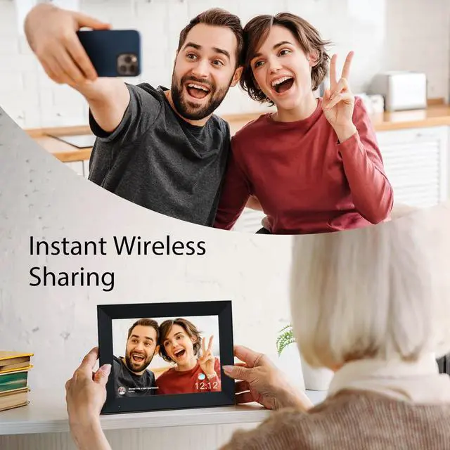 Alt view image 2 of 7 - Digital Photo Frame 10.1 Inch WiFi Digital Picture Frame IPS HD Touch Screen Smart Cloud Photo Frame with 16GB Storage, Auto-Rotate, Easy Setup to Share Photos or Videos Remotely via AiMOR APP (Black)