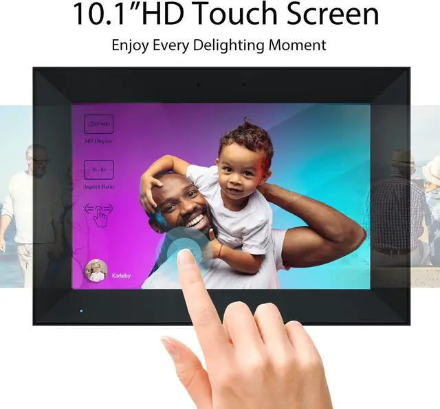 Alt view image 5 of 7 - Digital Photo Frame 10.1 Inch WiFi Digital Picture Frame IPS HD Touch Screen Smart Cloud Photo Frame with 16GB Storage, Auto-Rotate, Easy Setup to Share Photos or Videos Remotely via AiMOR APP (Black)