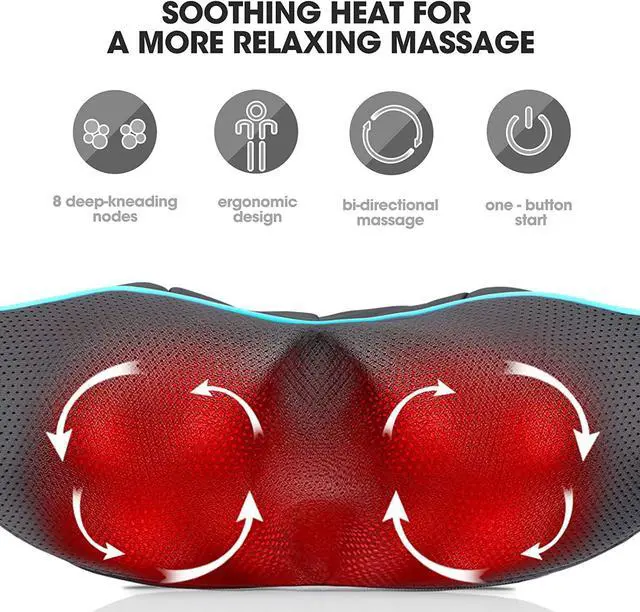 Alt view image 3 of 7 - Massager with Heat - Deep Tissue Kneading Electric Back Massage for Neck, Back, Shoulder, Waist, Foot - Shiatsu Full Body Massage, Relax Gift for Her/Him/Friend/Dad/Mom