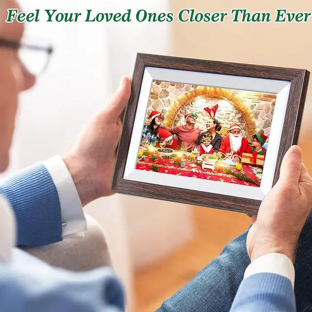 Alt view image 4 of 5 - WiFi Digital Picture Frame 10.1 Inch Smart Digital Photo Frame with IPS Touch Screen HD Display, 16GB Storage Easy Setup to Share Photos or Videos Anywhere via Free Frameo APP (Brown Wood Frame)