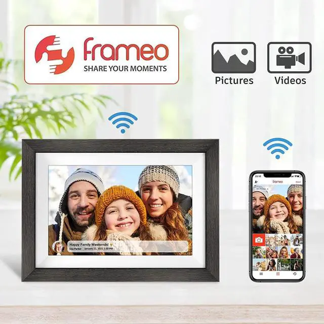 Alt view image 2 of 7 - 10.1 inch Digital Picture Frame WiFi Smart Digital Photo Frame Wood IPS HD 1280 * 800 1080P Touch Screen Auto-Rotate Easy Setup to use Free Share Photos and Videos Gift for mon Father Women