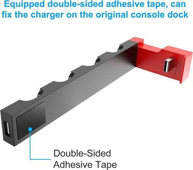 Alt view image 3 of 7 - Joycon Charging Dock Station for Nintendo Switch & OLED - Charges Up To 4 Controllers, Compatible with Switch and Switch OLED Model