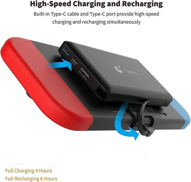 Alt view image 5 of 7 - Portable Power Bank Compatible for Nintendo Switch, 10000mAh 5V/3A Flash Rechargeable Extended Battery Backup Charger Case for Smartphone and Switch