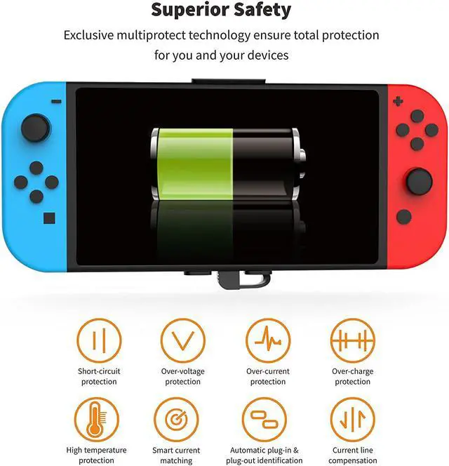 Alt view image 7 of 7 - Portable Power Bank Compatible for Nintendo Switch, 10000mAh 5V/3A Flash Rechargeable Extended Battery Backup Charger Case for Smartphone and Switch