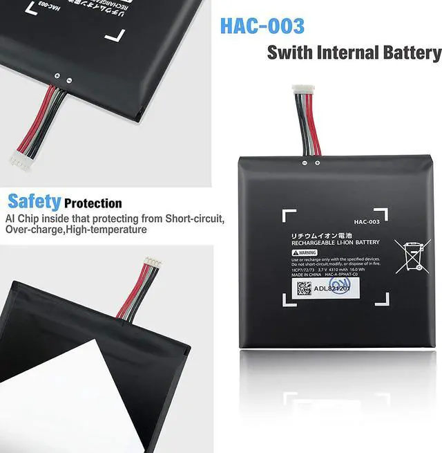 Alt view image 3 of 5 - Switch Battery Replacement, HAC-003 Internal Battery Pack Replacement for Nintendo Switch Game Console HAC-001 [3.7V 4310mAh 16Wh]