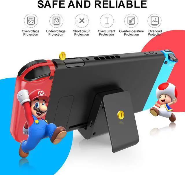 Alt view image 2 of 6 - Switch Stand for Nintendo,Charging Dock for Nintendo Switch and Nintendo Switch Lite/OLED, Portable Switch Adjustable Charging Stand with USB Type C Charger Port & USB C Charging Cable(Black)
