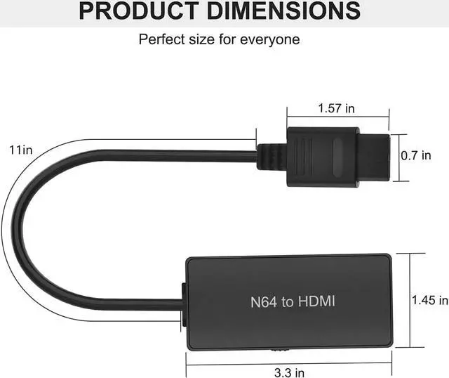 Alt view image 5 of 7 - N64 to HDMI Converter Adapter Support 16:9/4:3 Conversion HDMI Link Cable for N64 /SNES/NGC/SFCPlug and Play