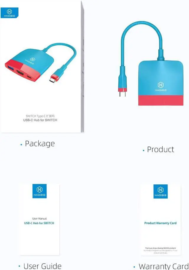 Alt view image 6 of 7 - Hagibis Switch Dock for Nintendo Switch OLED, Portable TV Dock Charging Docking Station with HDMI and USB 3.0 Port Replacement Base Dock Set Type C to HDMI TV Adapter for MacBook Pro Air (Red Blue)