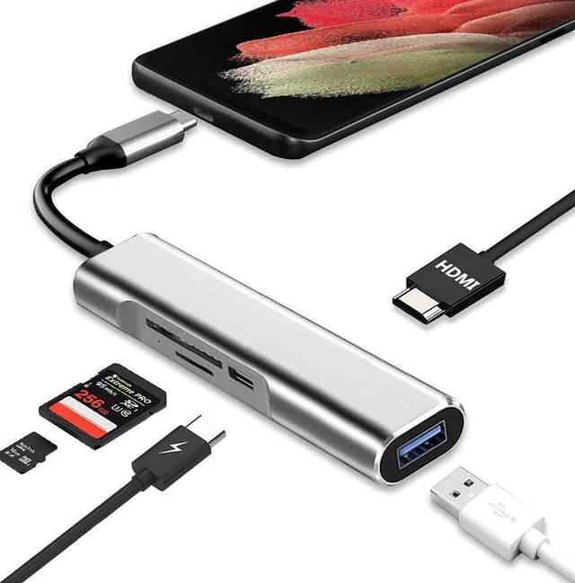 Alt view image 2 of 7 - USB C to HDMI Adapter for Samsung DeX,Desktop Experience for Galaxy S23/S22/S21/FE/Note20/10/Tab S8/S7,DeX Station with HDMI 4K,USB3.0,PD 60W,SD/TF Card Slot,Steam Deck,Nintendo Switch