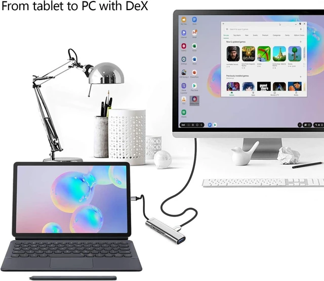 Alt view image 4 of 7 - USB C to HDMI Adapter for Samsung DeX,Desktop Experience for Galaxy S23/S22/S21/FE/Note20/10/Tab S8/S7,DeX Station with HDMI 4K,USB3.0,PD 60W,SD/TF Card Slot,Steam Deck,Nintendo Switch