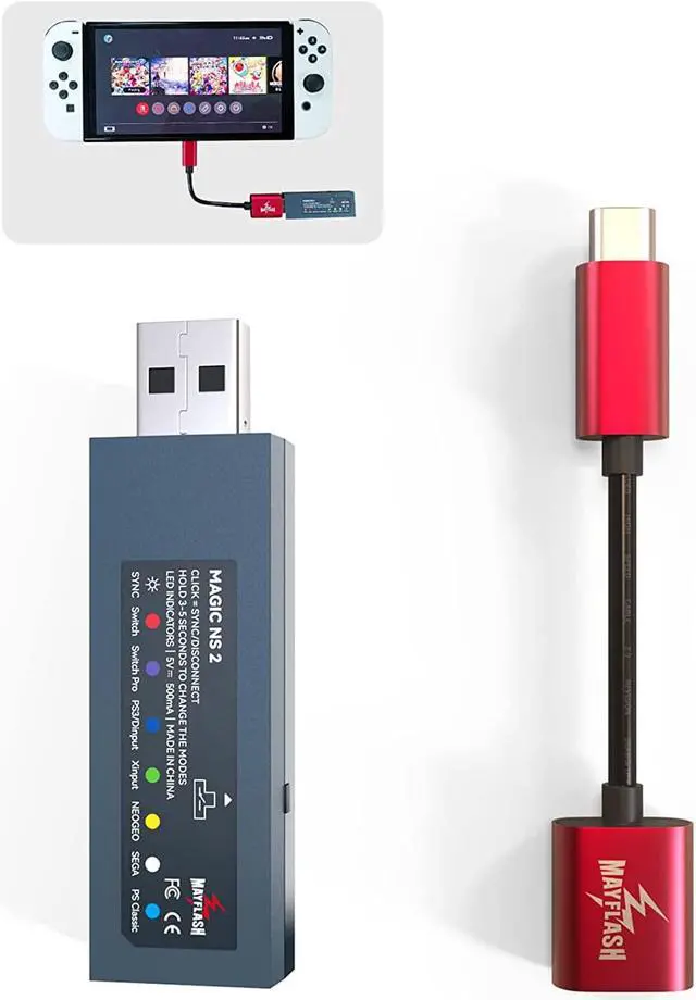 Alt view image 5 of 7 - Mcbazel Mayflash Magic NS 2 Wireless USB Adapter for Switch/Switch OLED/Windows/Raspberry Pi, Compatible with Series X&S Controllers and More