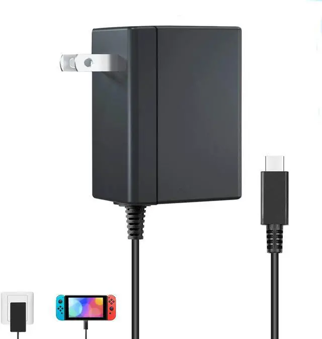 Main image of Charger for Nintendo Switch.Switch Charger Compatible with Switch OLED and Switch Lite.15V/2.6A Power Supply Support Switch TV Mode.5 FT Power Cable USB C Port.2.5 Hours Fast Charge AC Adapter