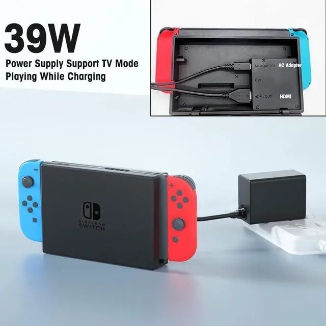 Alt view image 6 of 7 - Charger for Nintendo Switch.Switch Charger Compatible with Switch OLED and Switch Lite.15V/2.6A Power Supply Support Switch TV Mode.5 FT Power Cable USB C Port.2.5 Hours Fast Charge AC Adapter