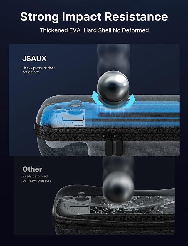 Alt view image 7 of 7 - JSAUX Carrying Case Compatible with Steam Deck/Steam Deck OLED, Protective Hard Shell Carry Case Built-in Charger Storage, Portable Travel Carrying Case for Steam Deck Console & Accessories - BG0102