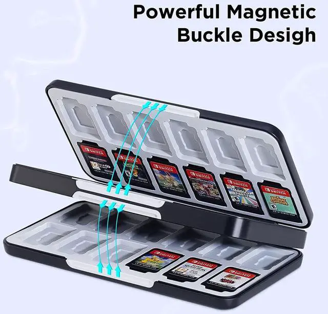 Alt view image 3 of 6 - JINGDU 48-Slot Switch Game Card Case Compatible with Switch Game Cards & micro SD Cards, the Games Holder Organizer Suitable for Switch, NS2/NS/Lite/OLED Game Card, Black