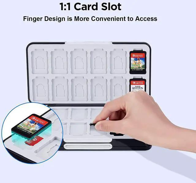 Alt view image 5 of 6 - JINGDU 48-Slot Switch Game Card Case Compatible with Switch Game Cards & micro SD Cards, the Games Holder Organizer Suitable for Switch, NS2/NS/Lite/OLED Game Card, Black
