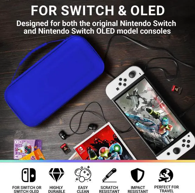 Alt view image 3 of 7 - Orzly Carry Case Compatible with Nintendo Switch - Midnight Blue Protective Hard Portable Travel Carry Case Shell Pouch for Nintendo Switch Console & Accessories
