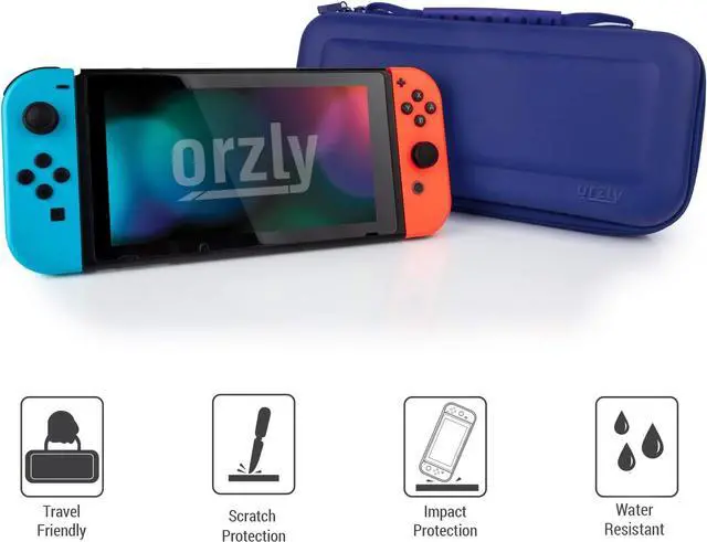 Alt view image 6 of 7 - Orzly Carry Case Compatible with Nintendo Switch - Midnight Blue Protective Hard Portable Travel Carry Case Shell Pouch for Nintendo Switch Console & Accessories