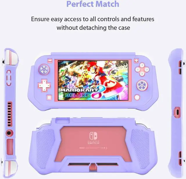 Alt view image 2 of 6 - Switch Lite Case Protective Case for Nintendo Switch Lite, Compatible Nintendo Switch Lite Screen Protector Cover Hand Grip Case with Detachable TPU+Built-in PC Screen (Purple)