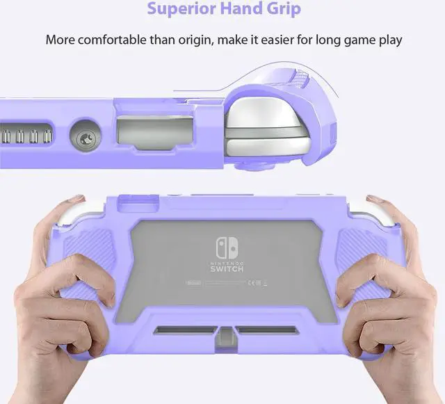 Alt view image 4 of 6 - Switch Lite Case Protective Case for Nintendo Switch Lite, Compatible Nintendo Switch Lite Screen Protector Cover Hand Grip Case with Detachable TPU+Built-in PC Screen (Purple)