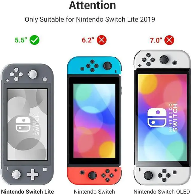 Alt view image 3 of 6 - Switch Lite Case Protective Case for Nintendo Switch Lite, Compatible Nintendo Switch Lite Screen Protector Cover Hand Grip Case with Detachable TPU+Built-in PC Screen, Black