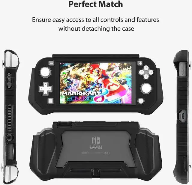 Alt view image 2 of 6 - Switch Lite Case Protective Case for Nintendo Switch Lite, Compatible Nintendo Switch Lite Screen Protector Cover Hand Grip Case with Detachable TPU+Built-in PC Screen, Black