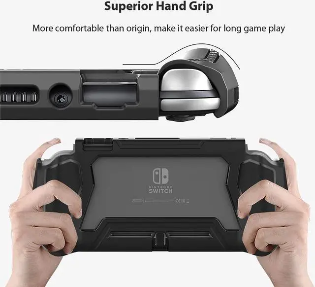Alt view image 5 of 6 - Switch Lite Case Protective Case for Nintendo Switch Lite, Compatible Nintendo Switch Lite Screen Protector Cover Hand Grip Case with Detachable TPU+Built-in PC Screen, Black