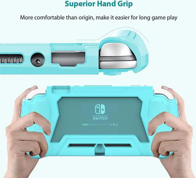 Alt view image 4 of 7 - Switch Lite Case Protective Case for Nintendo Switch Lite, Compatible with Nintendo Switch Lite Screen Protector Cover Hand Grip Case with Detachable TPU+Built-in PC Screen + 2 Thumb Grip Caps, Blue