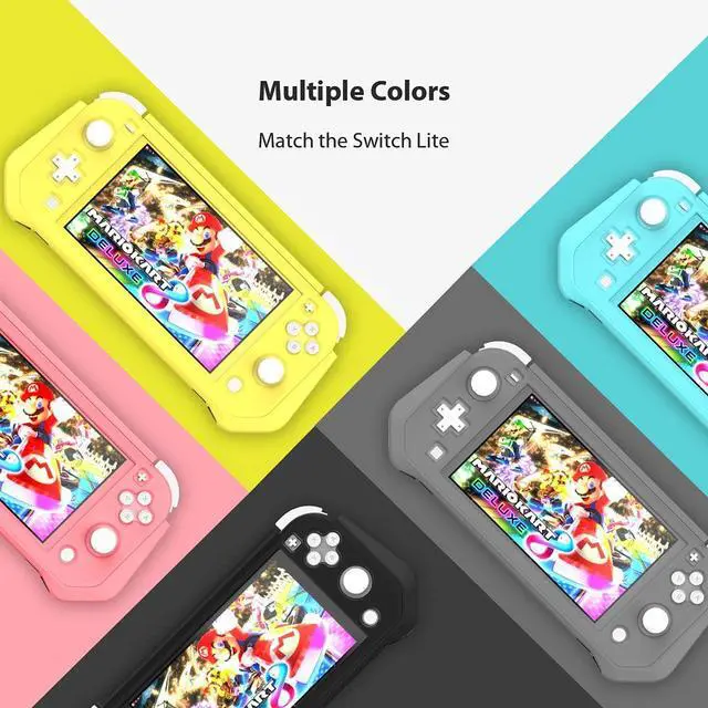 Alt view image 6 of 7 - Switch Lite Case Protective Case for Nintendo Switch Lite, Compatible with Nintendo Switch Lite Screen Protector Cover Hand Grip Case with Detachable TPU+Built-in PC Screen + 2 Thumb Grip Caps, Blue