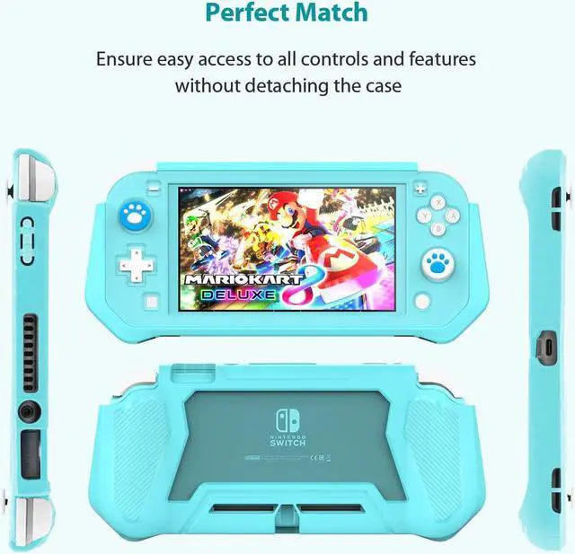 Alt view image 2 of 7 - Switch Lite Case Protective Case for Nintendo Switch Lite, Compatible with Nintendo Switch Lite Screen Protector Cover Hand Grip Case with Detachable TPU+Built-in PC Screen + 2 Thumb Grip Caps, Blue
