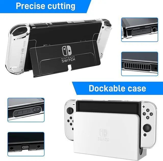 Alt view image 3 of 7 - 3 in 1 Transparent Case for Nintendo Switch OLED, Clear Dockable Shell Compatible with Switch OLED and Joycon Controller, Comfort Grip Case with Shock-Absorption and Anti-Scratch Design