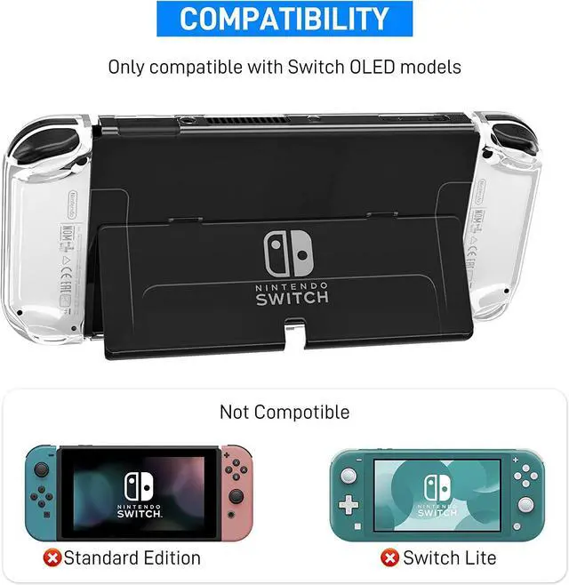 Alt view image 6 of 7 - 3 in 1 Transparent Case for Nintendo Switch OLED, Clear Dockable Shell Compatible with Switch OLED and Joycon Controller, Comfort Grip Case with Shock-Absorption and Anti-Scratch Design