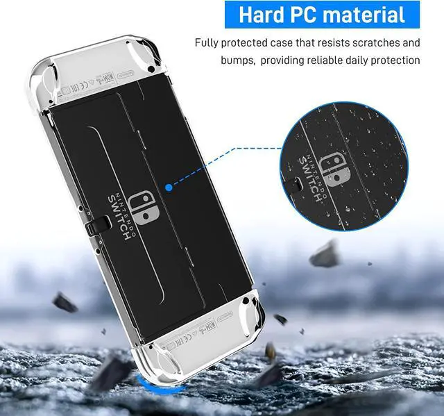 Alt view image 5 of 7 - 3 in 1 Transparent Case for Nintendo Switch OLED, Clear Dockable Shell Compatible with Switch OLED and Joycon Controller, Comfort Grip Case with Shock-Absorption and Anti-Scratch Design