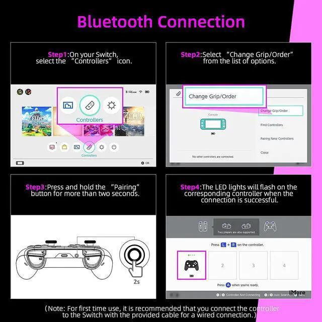 Alt view image 6 of 7 - NexiGo Wireless Controller for Switch/Switch Lite/OLED, Bluetooth Controllers for Nintendo Switch with Vibration, Motion, Turbo and LED Light (Cosmic Nebula)
