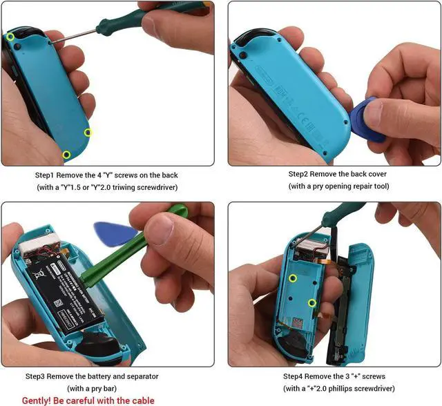 Alt view image 5 of 7 - JoyCon Replacement 4 Pack, Analog Thumb Stick for Switch Joy-Con Controller & Switch Lite, Left/Right Analog Joystick with Thumbstick Grips & Screws